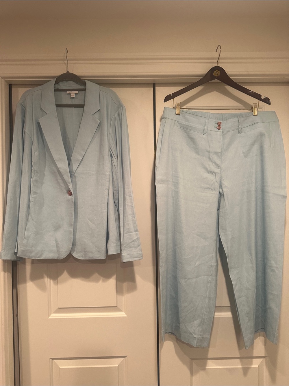 J. Jill Light Blue Tailored Blazer and Trousers Set